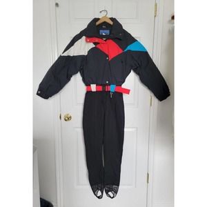 Vintage 80s Obermeyer Sport Women Ski Suit Sz 8 Snow Bib Ladies Skiwear diamond